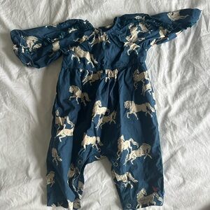 Pink chicken horse romper